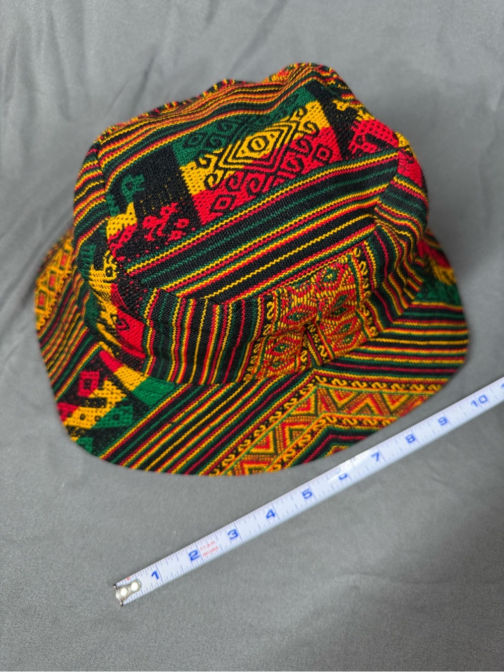 Colorful Striped Bucket Hat - Red Green Yellow Ethnic Pattern